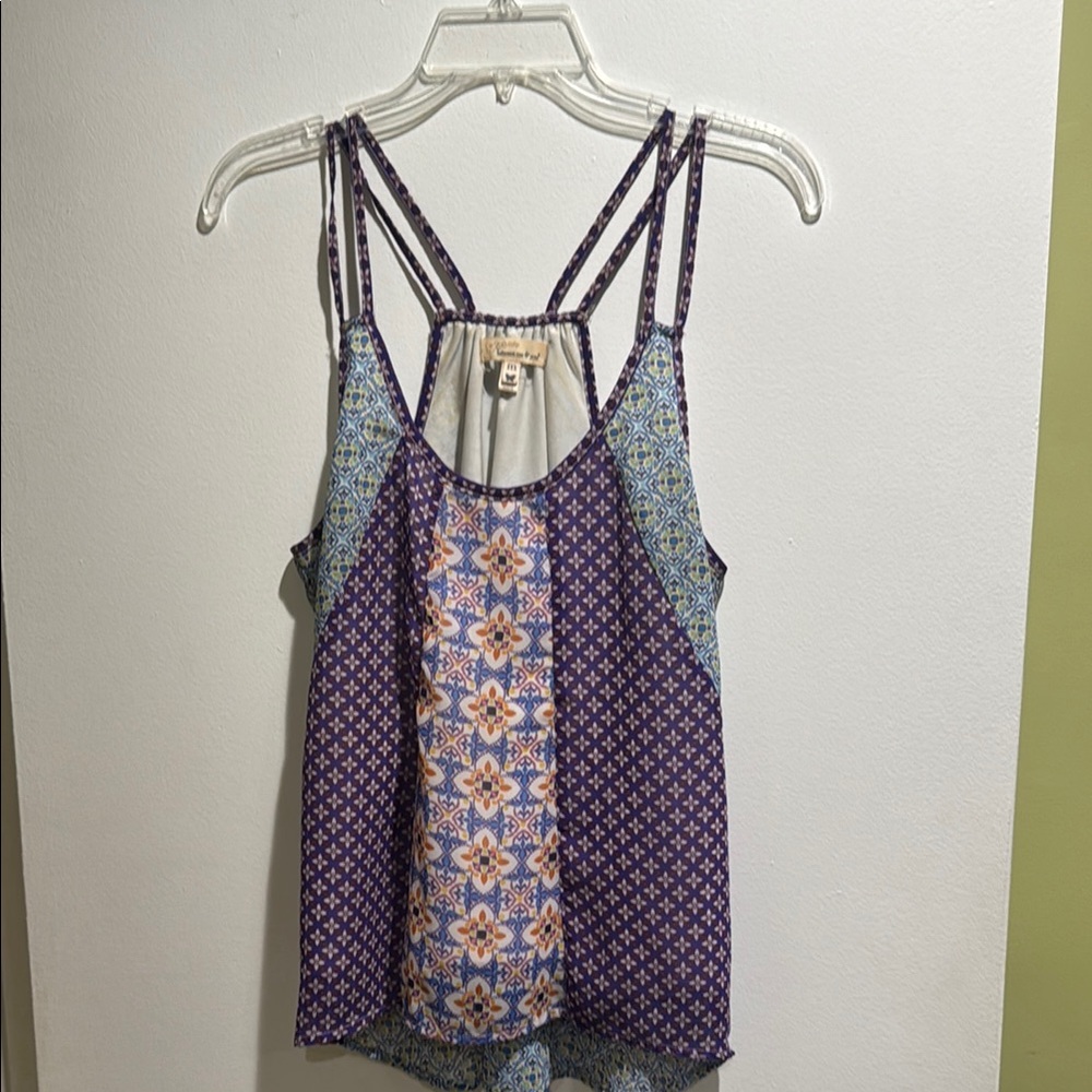 Asymmetrical Blue and Purple Backless Tank Top